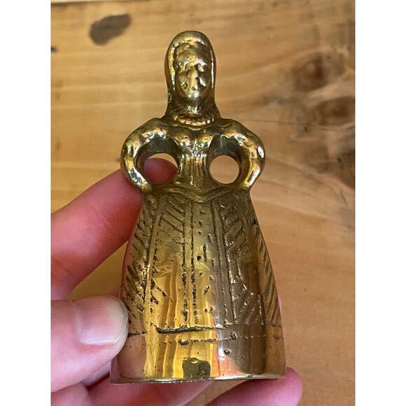Vintage Brass Small Lady Bell. Southern Dress. Great details! Shelf Decor. - Picture 4 of 5